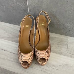 Stuart Weitzman NEW Women’s Snakeskin Animal Print Slingback Platform Sandals